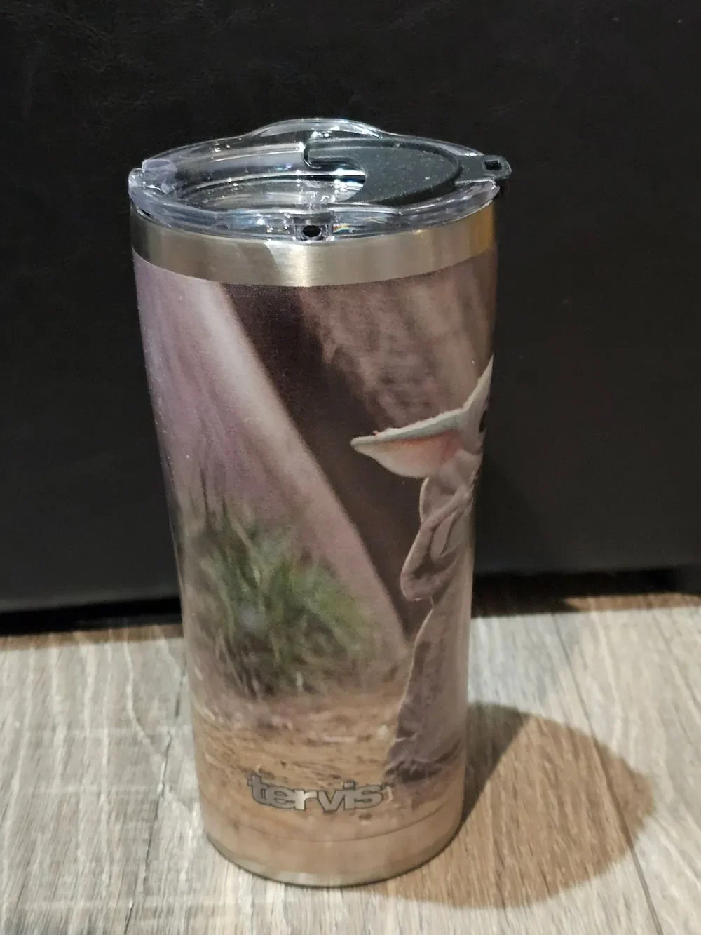 NEW Stainless Steel Travel Tumbler with Baby Yoda Design - Gray